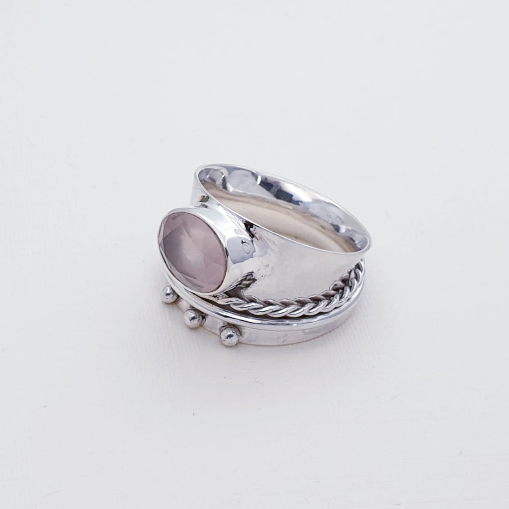 Rose Quartz Sterling Silver Adara Ring