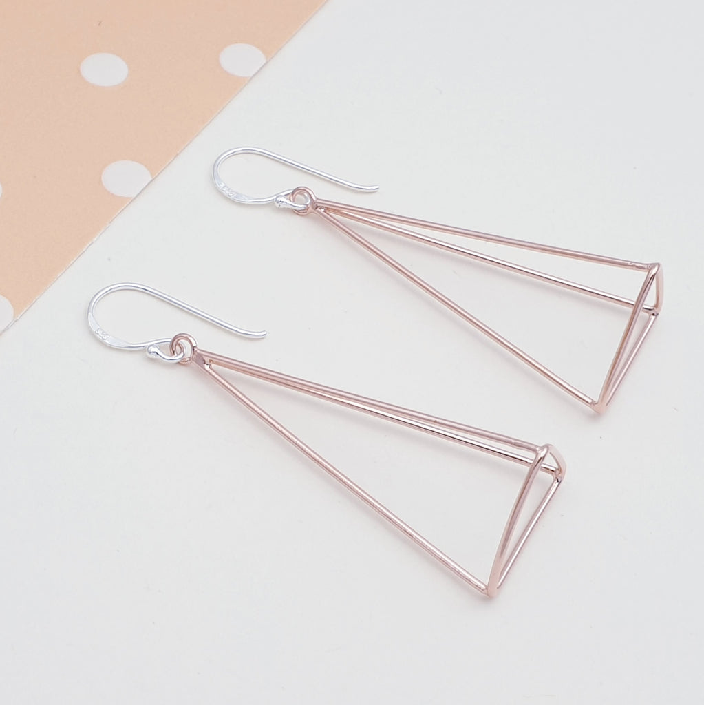 Rose Gold Plated Silver Prism Earrings