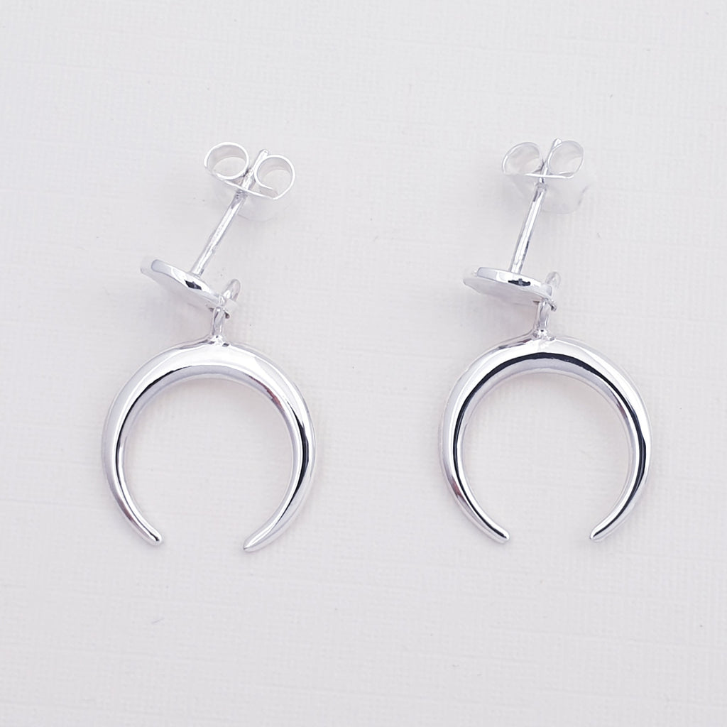 Sterling Silver Inverted Crescent Stud Earrings