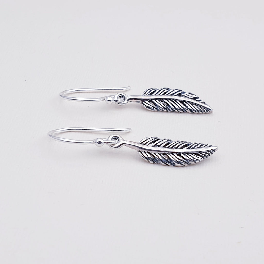 Sterling Silver Small Feather Earrings