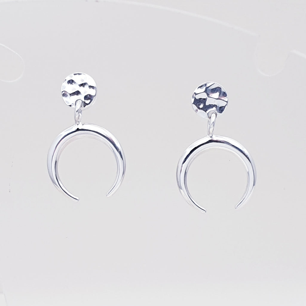 Sterling Silver Inverted Crescent Stud Earrings