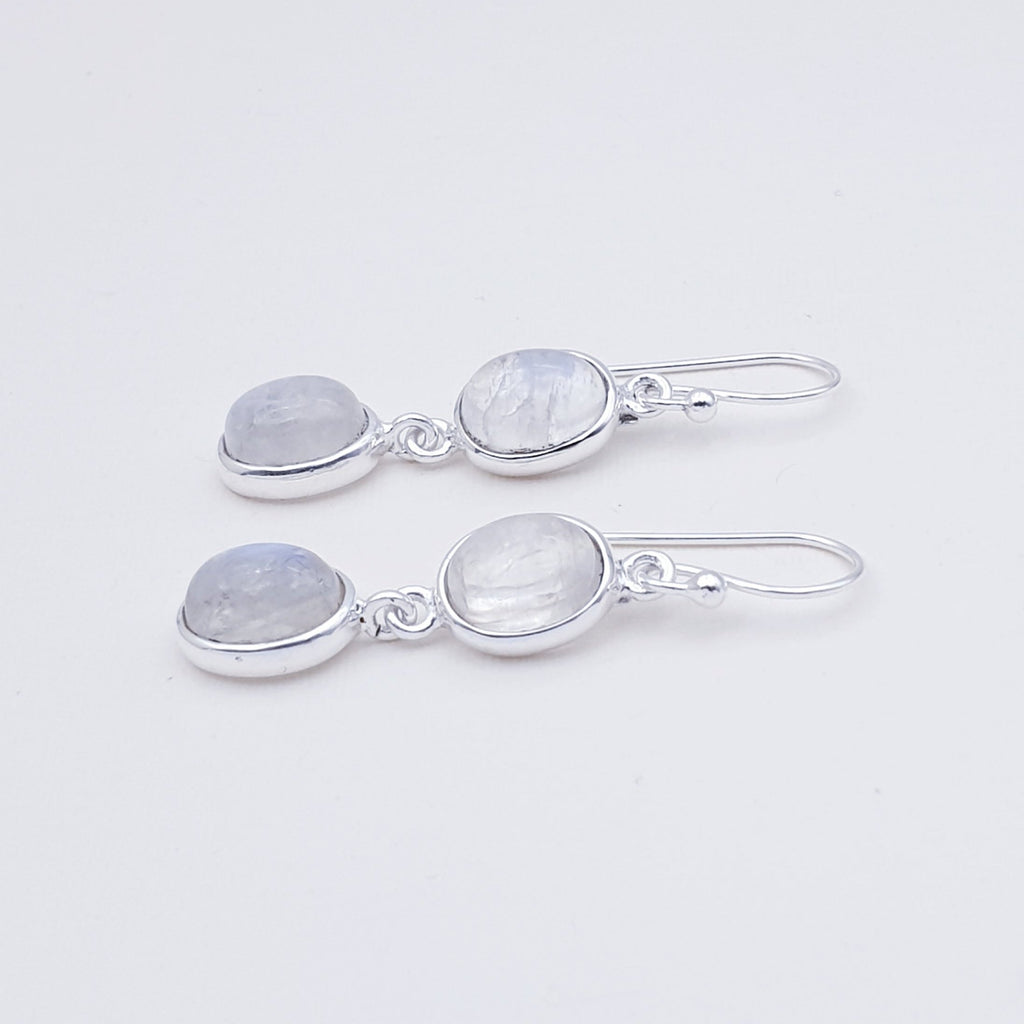 Moonstone Sterling Silver Double Oval Earrings