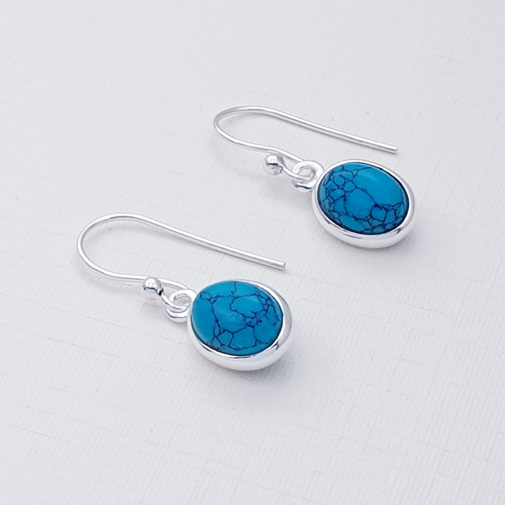Turquoise Sterling Silver Oval Earrings