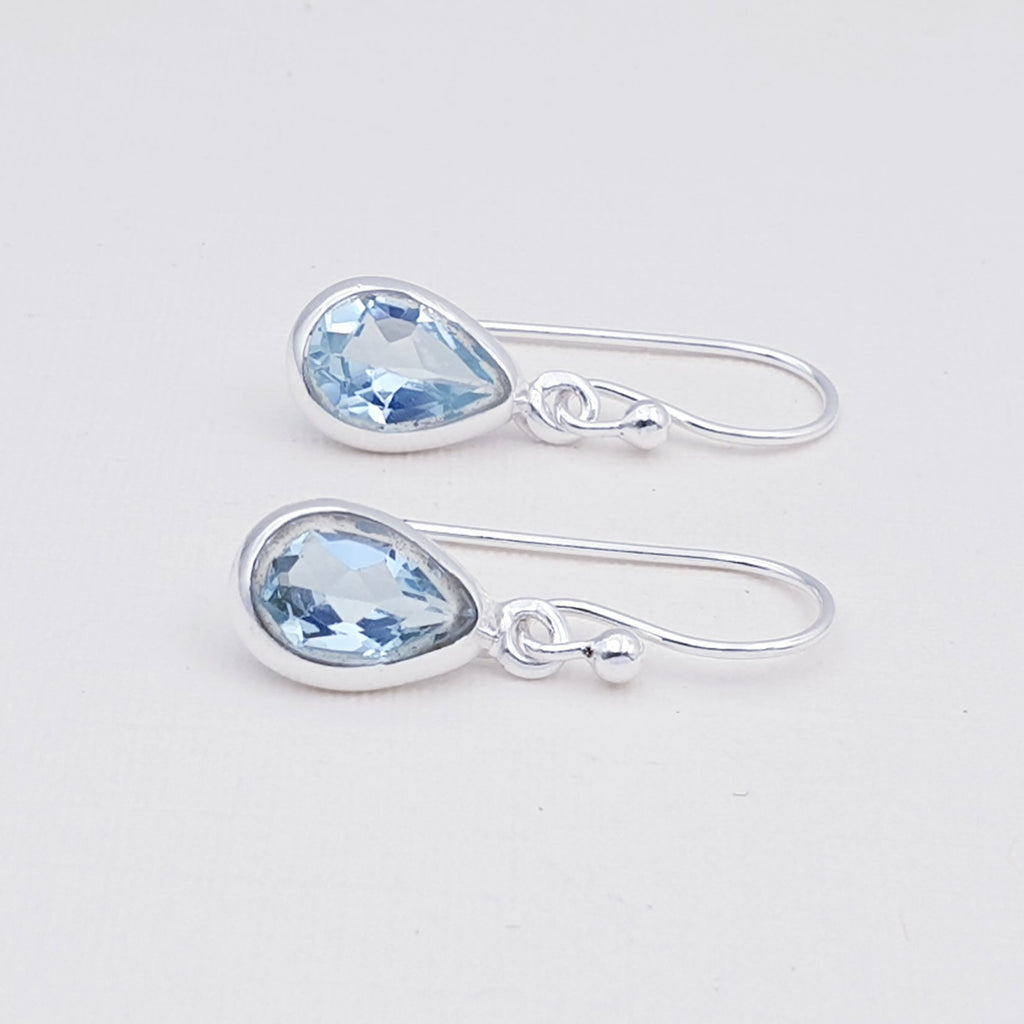 Blue Topaz Sterling Silver Teardrop Earrings