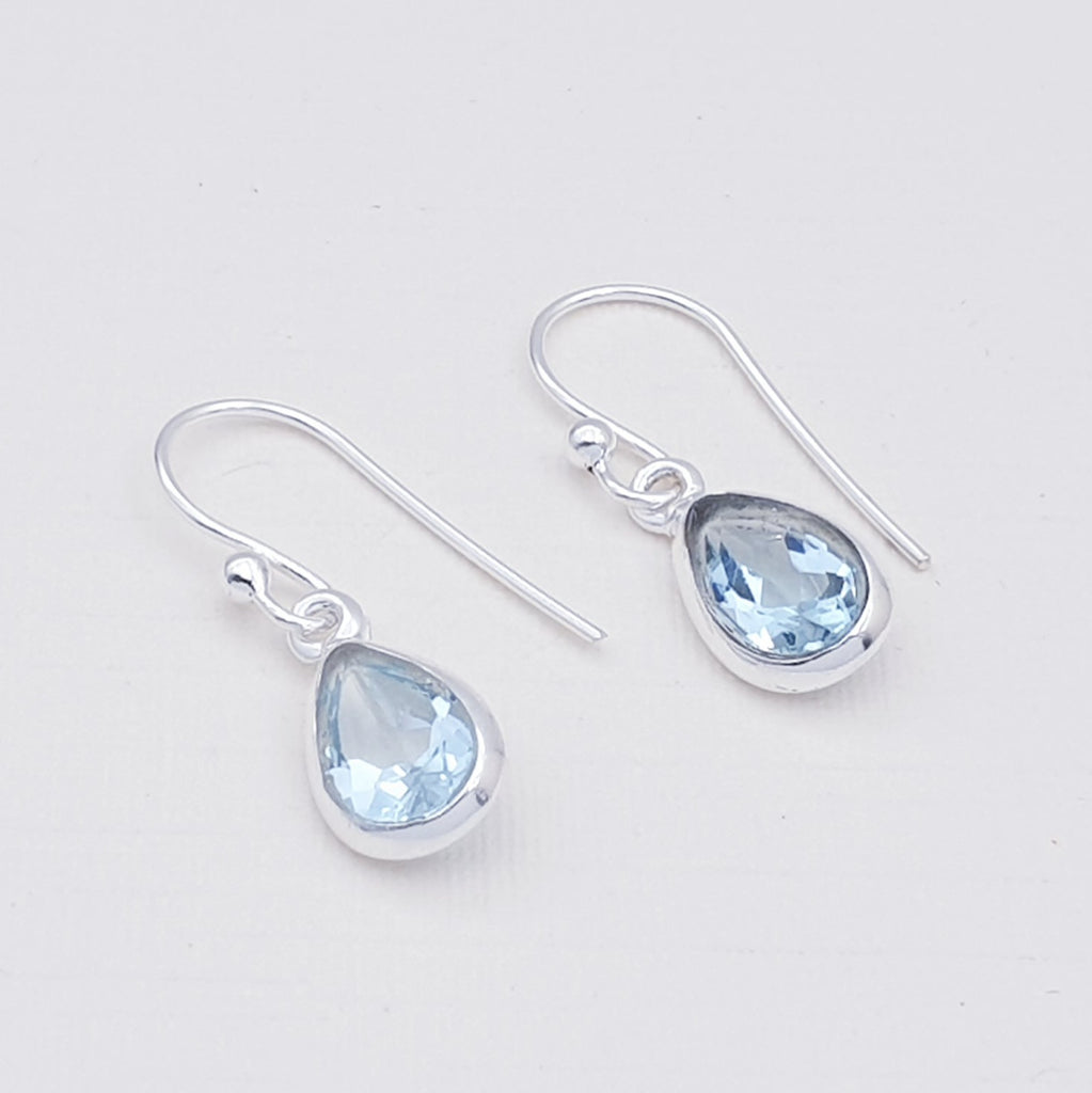 Blue Topaz Sterling Silver Teardrop Earrings