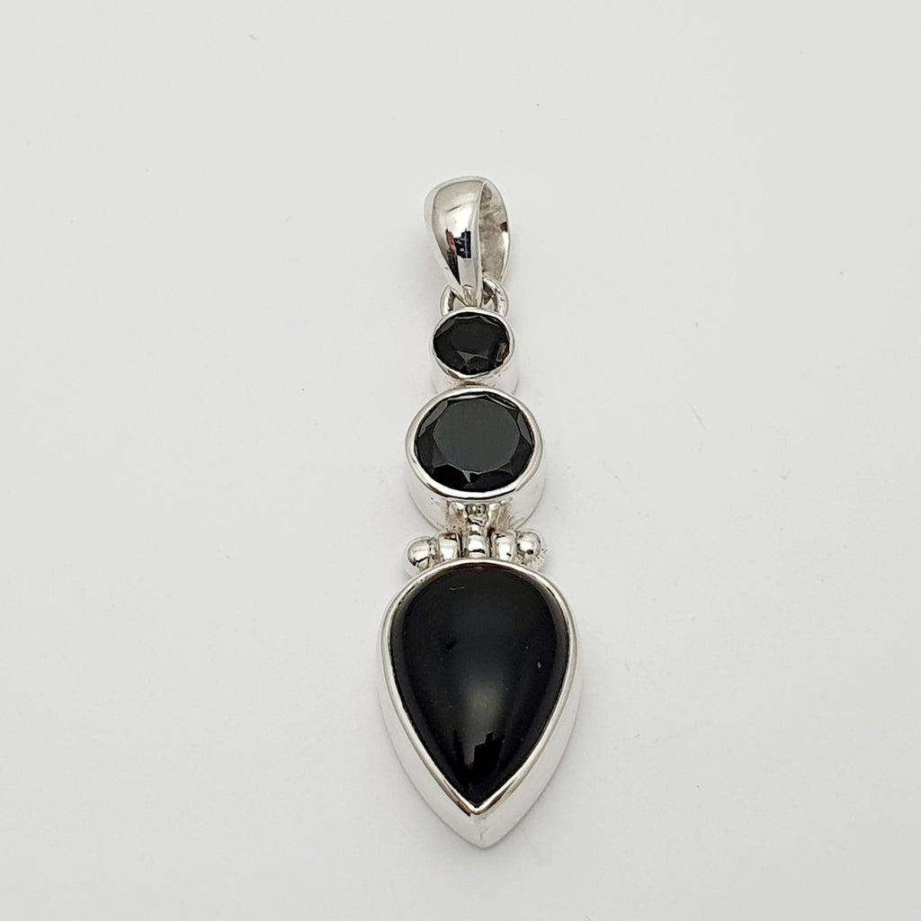 Onyx Sterling Silver Trio Pendant