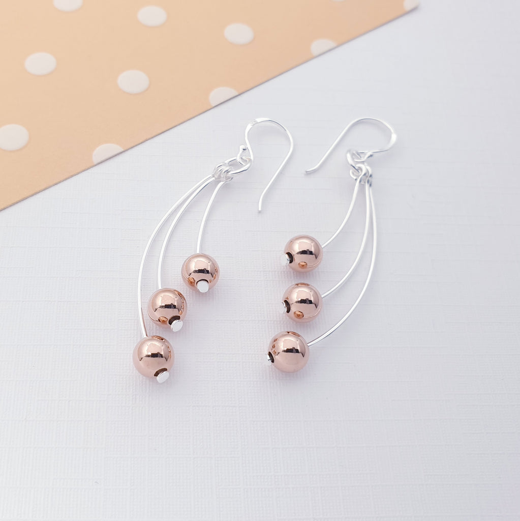Rose Gold Plated Silver Cascade Earrings