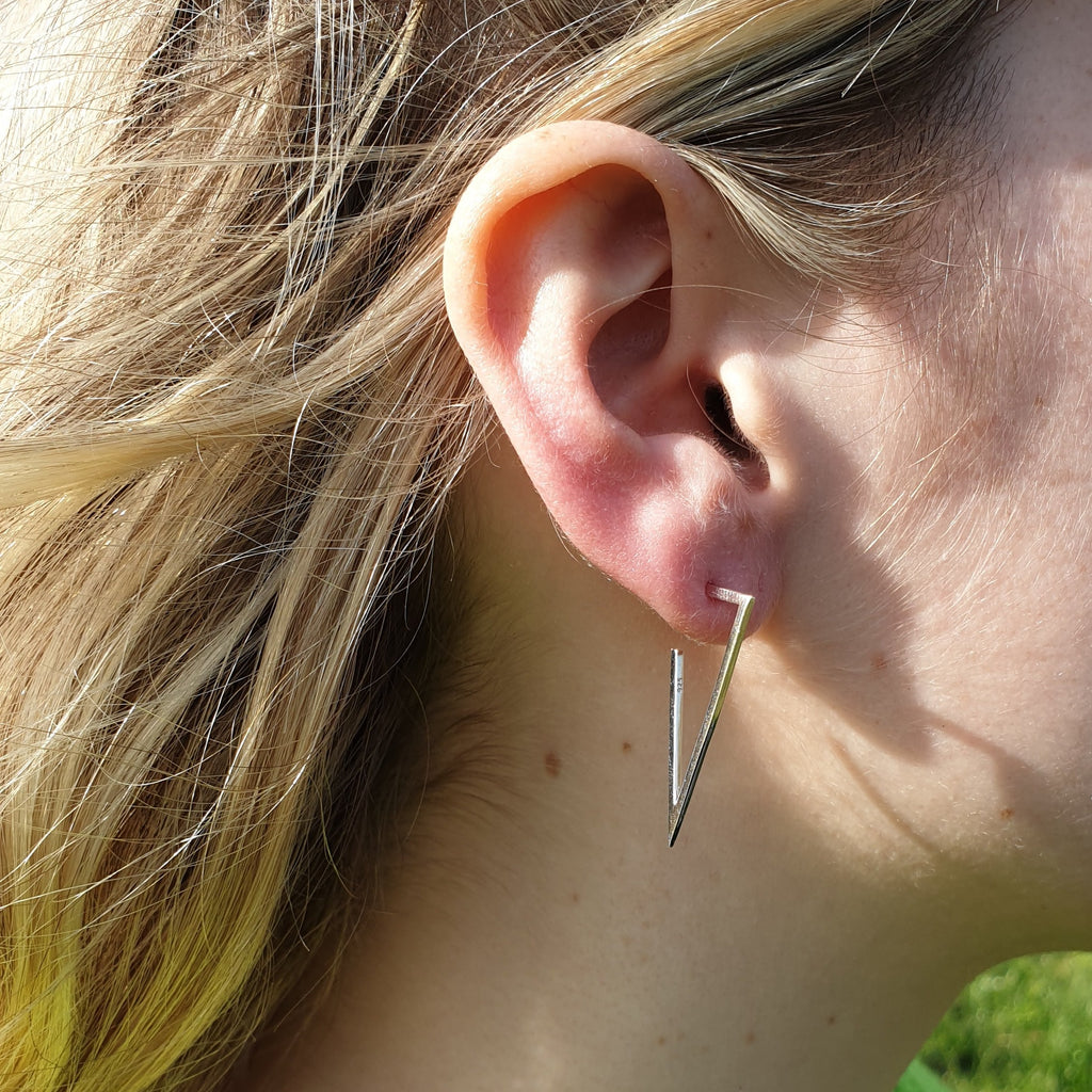 Sterling Silver Triangle Half Hoops