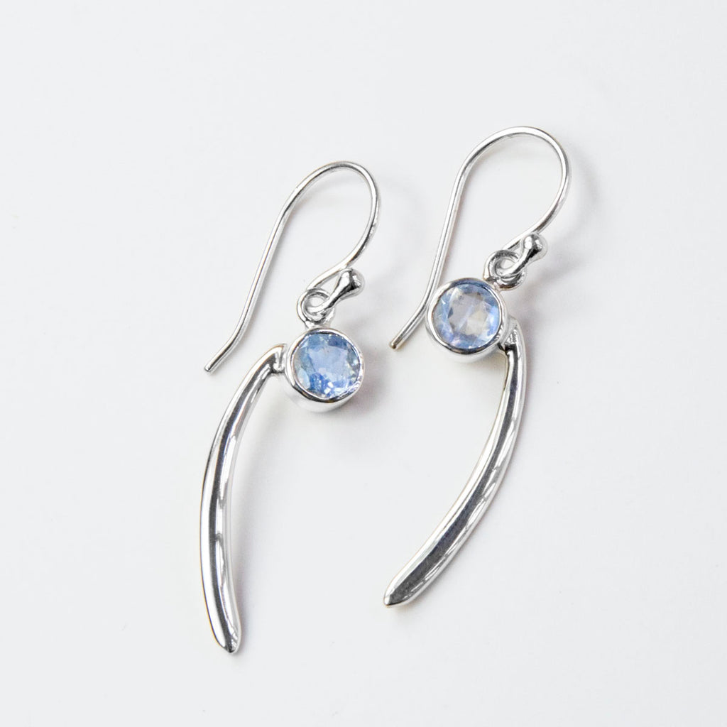 Moonstone Sterling Silver Comma Earrings