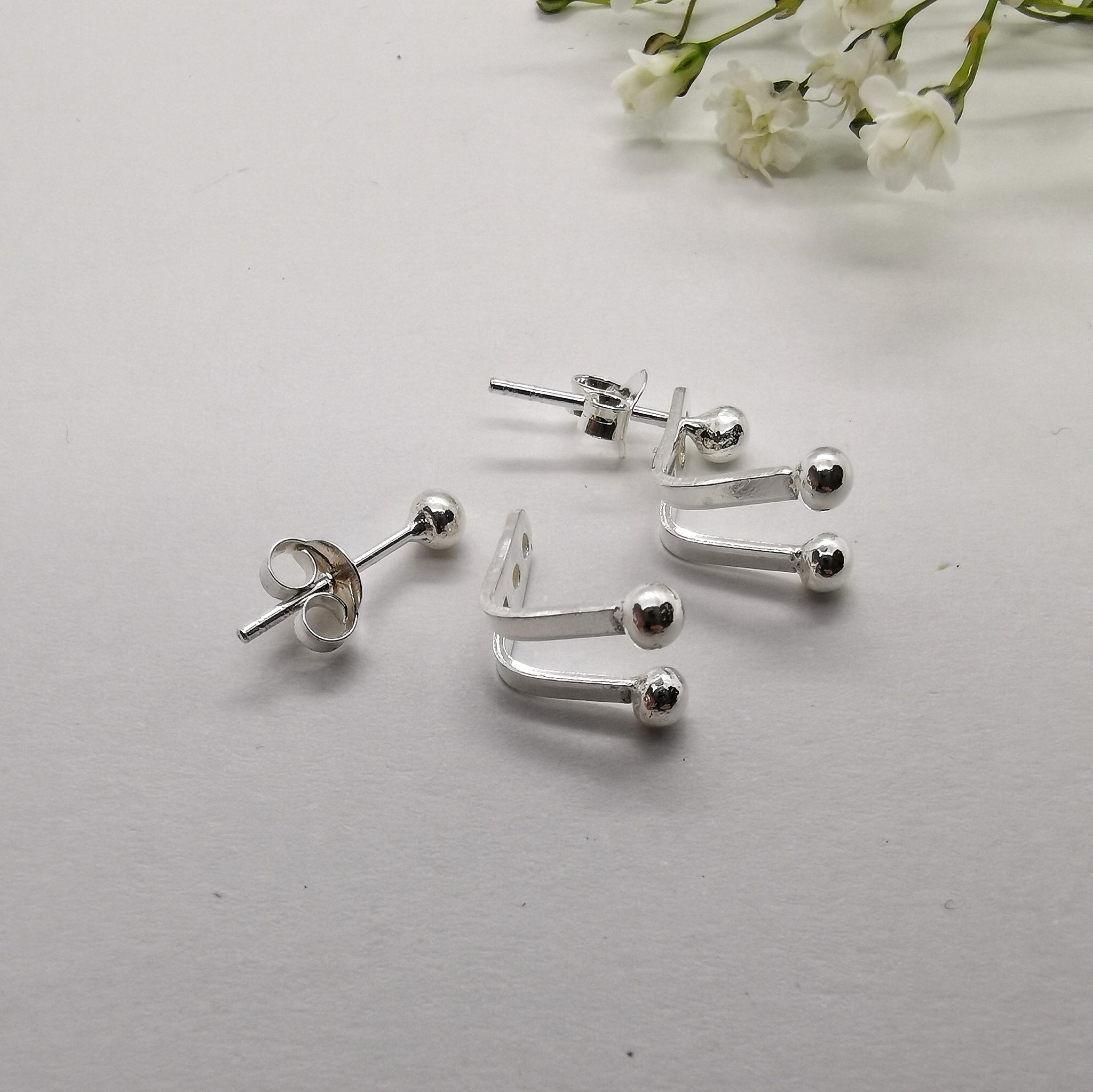 Sterling Silver 2-in-1 Drop Earrings with Detachable Beads Sterling Silver 2-in-1 Drop Earrings with Detachable Beads