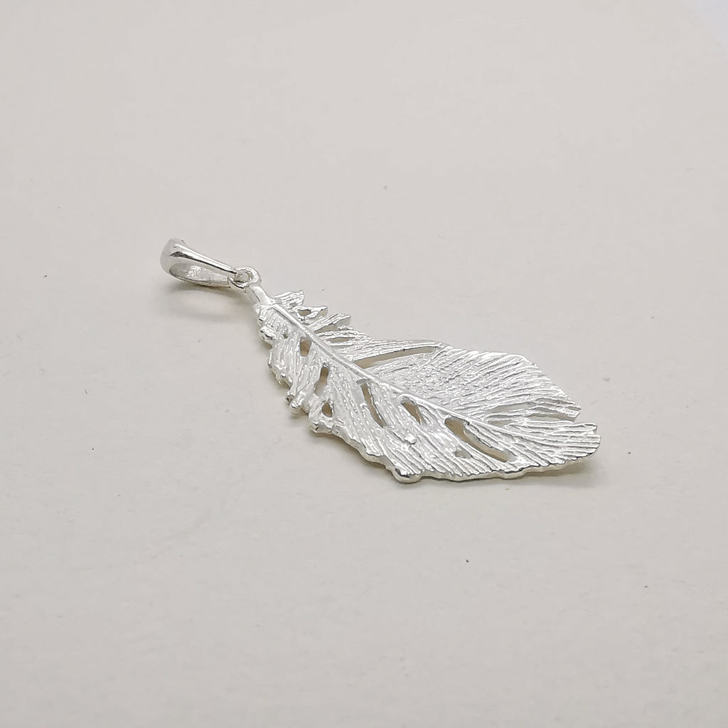 Sterling Silver Falling Feather Pendant