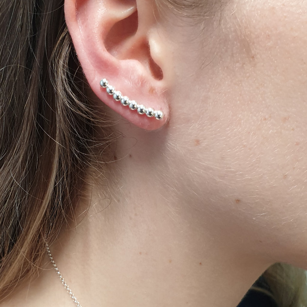Sterling Silver Ball Ear Climbers