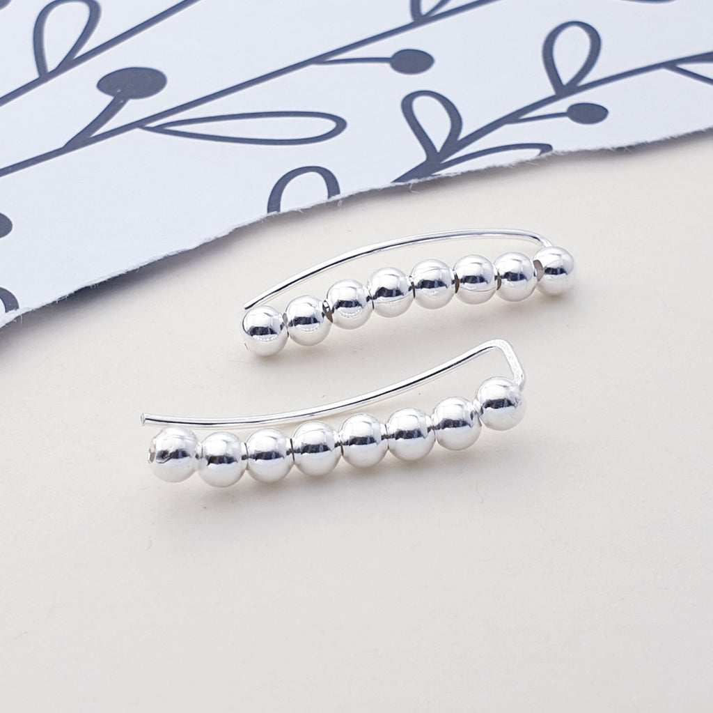 Sterling Silver Ball Ear Climbers