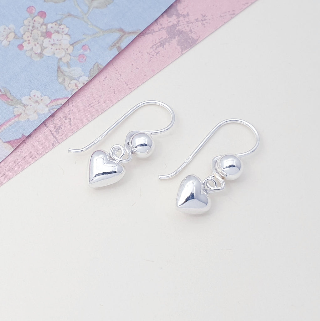 Sterling Silver Ball Heart Earrings