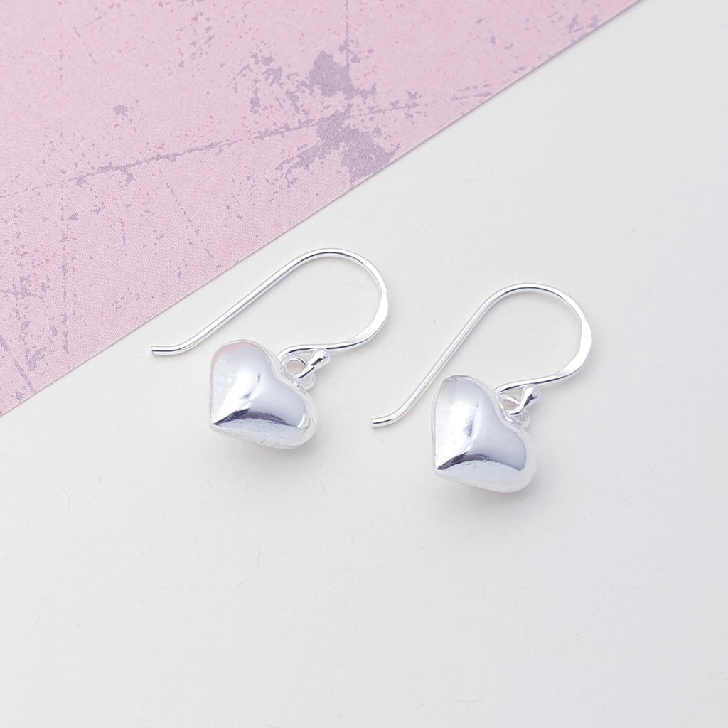 Sterling Silver Love 3D Heart Earrings