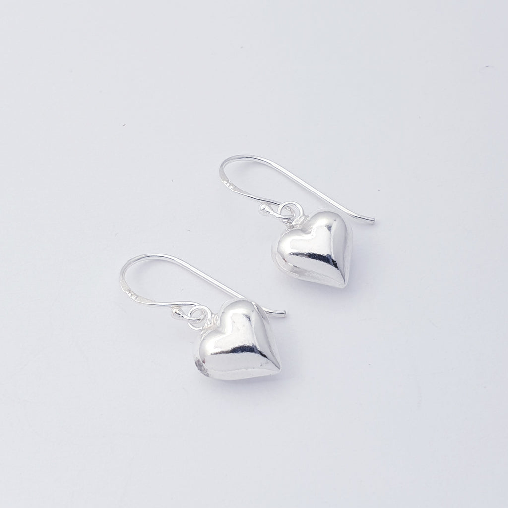 Sterling Silver Love 3D Heart Earrings