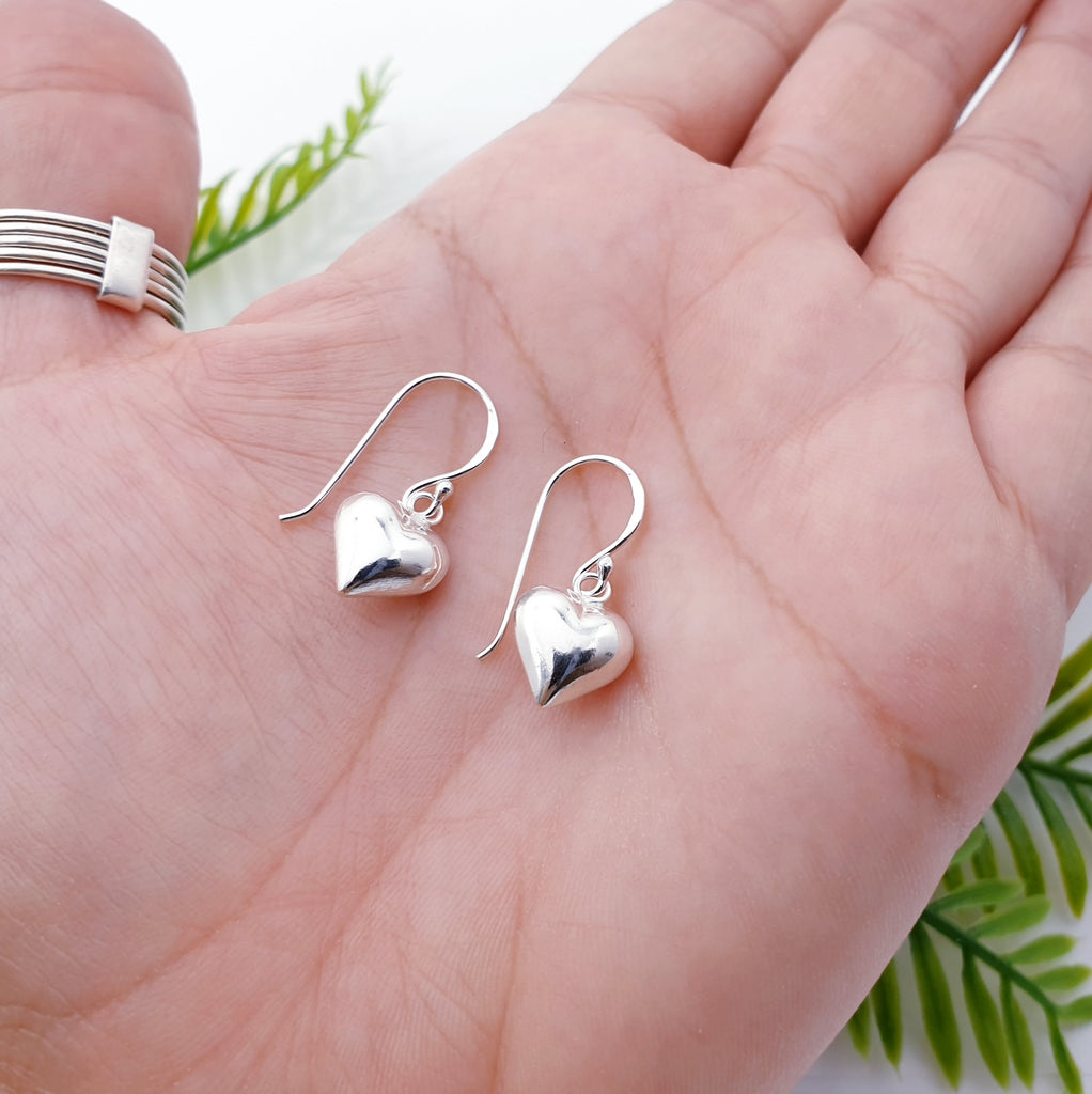 Sterling Silver Love 3D Heart Earrings