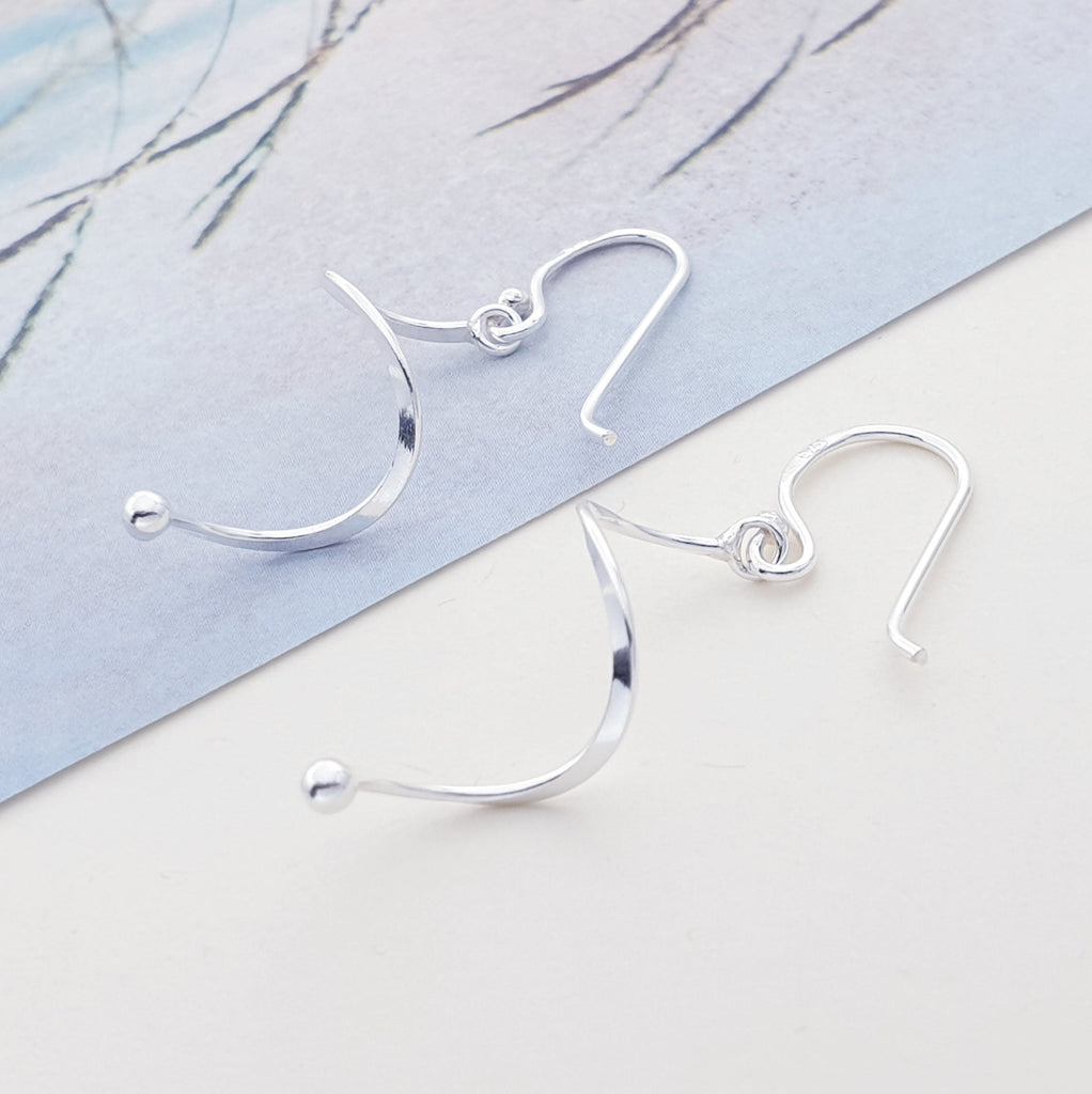 Sterling Silver Single Ribbon Earrings