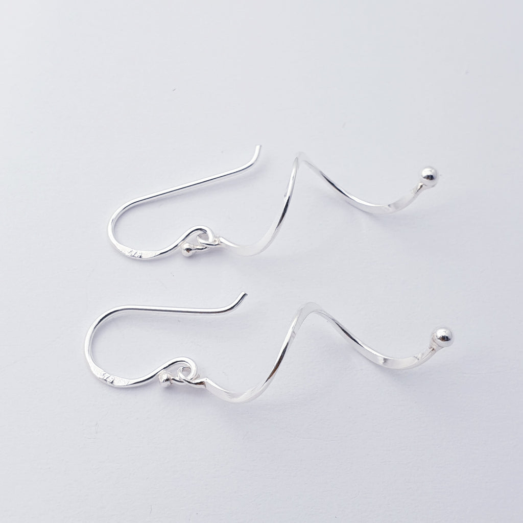 Sterling Silver Single Ribbon Earrings