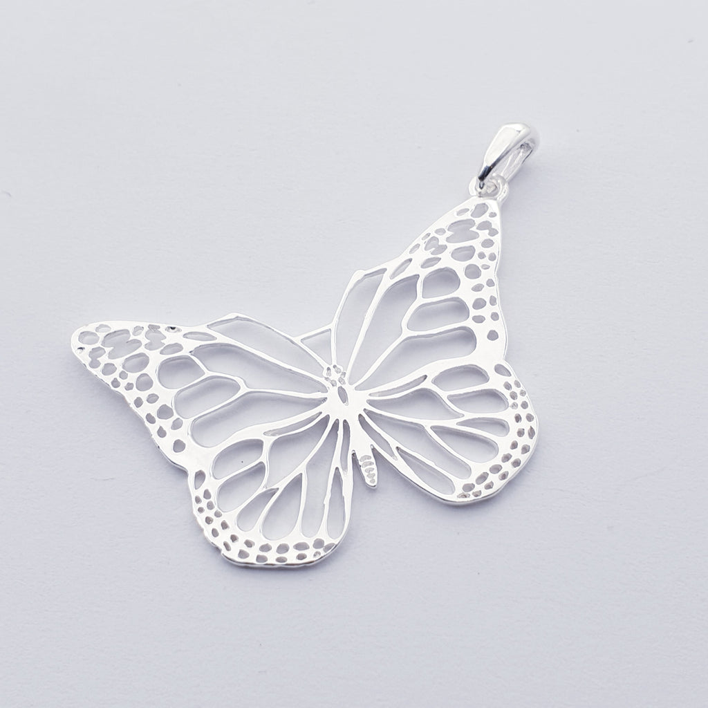Sterling Silver Large Monarch Butterfly Pendant