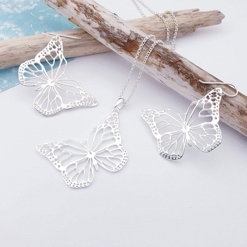 Sterling Silver Monarch Butterfly Jewellery Set