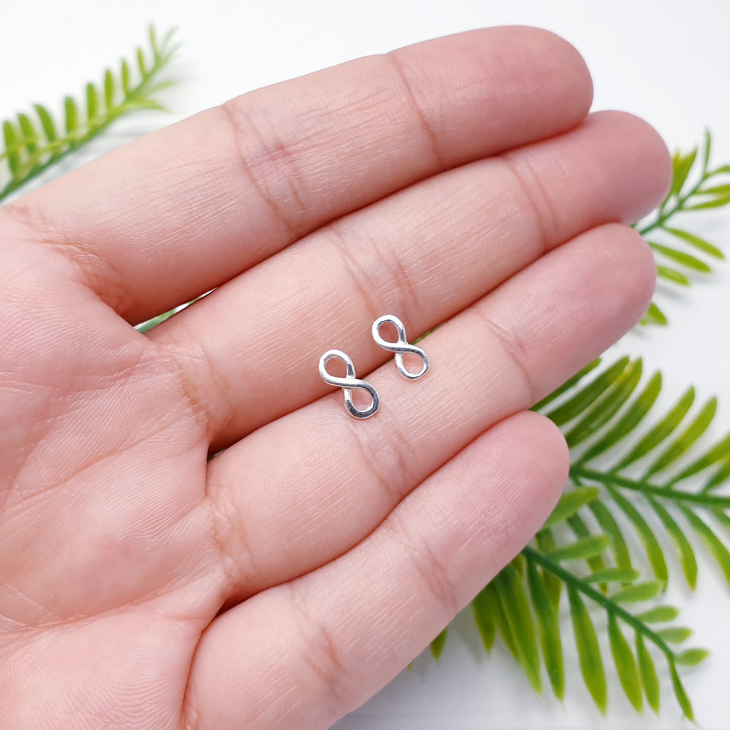 Sterling Silver Small or Medium Infinity Studs