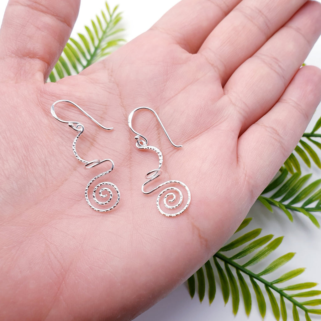 Sterling Silver Three Dimensional Spiral Earrings