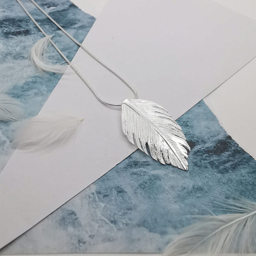 Sterling Silver Soft Feather Pendant