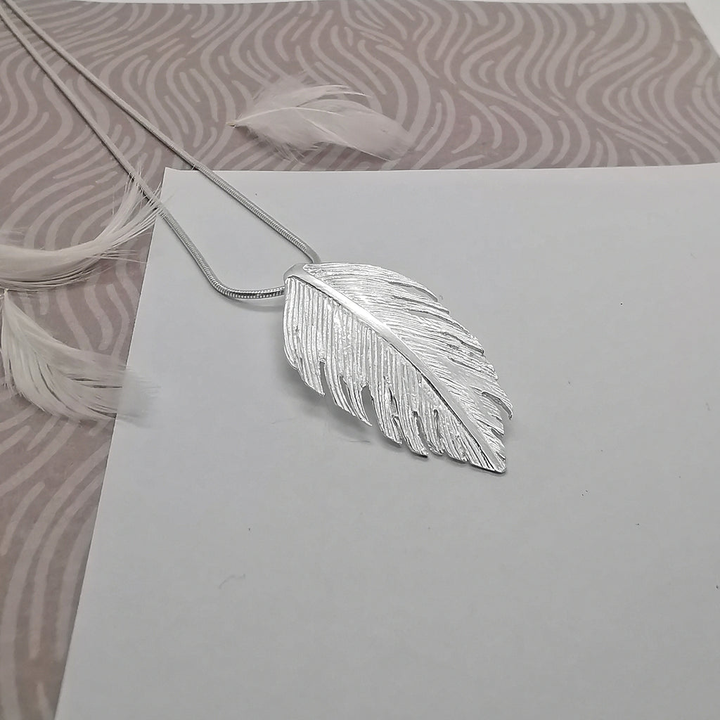 Sterling Silver Soft Feather Pendant