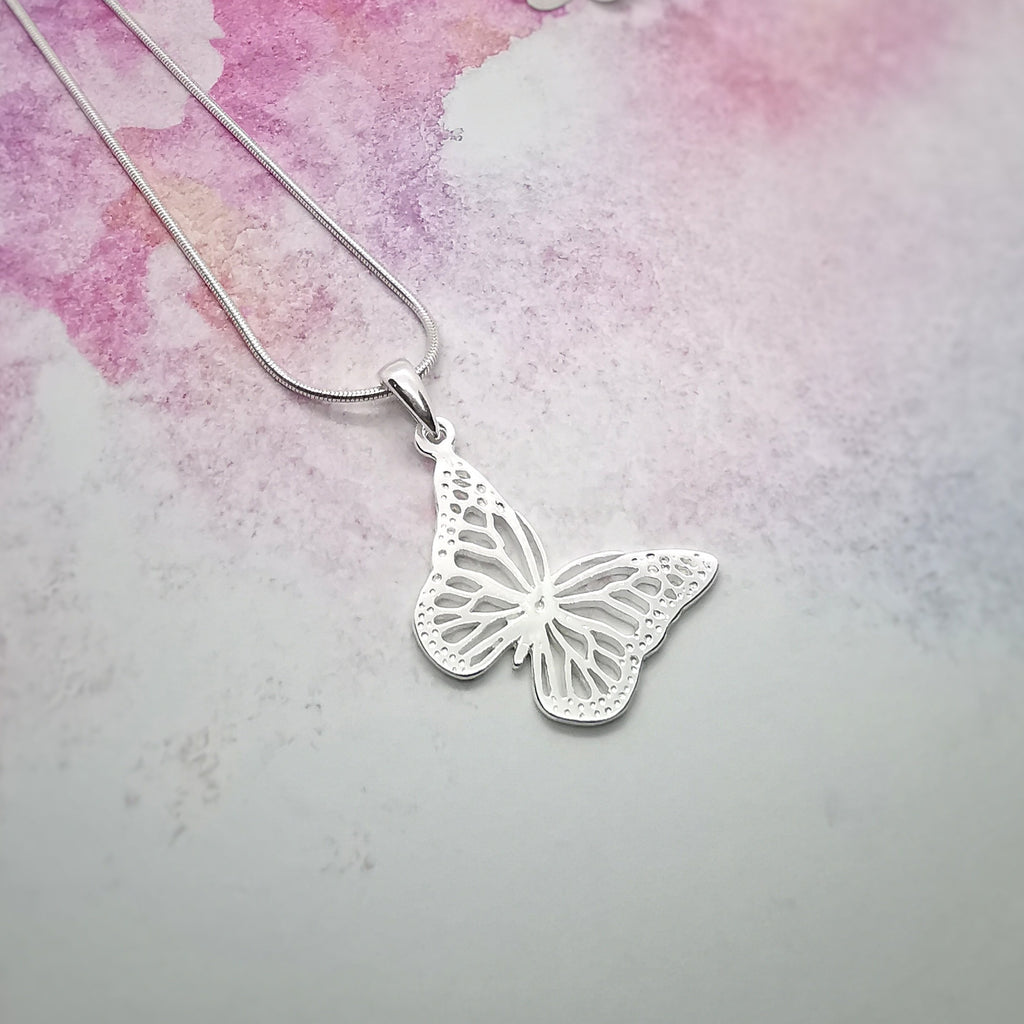Sterling Silver Small Monarch Butterfly Pendant