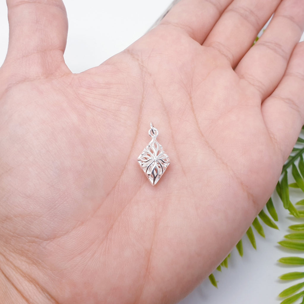 Sterling Silver Filigree Diamond Pendant