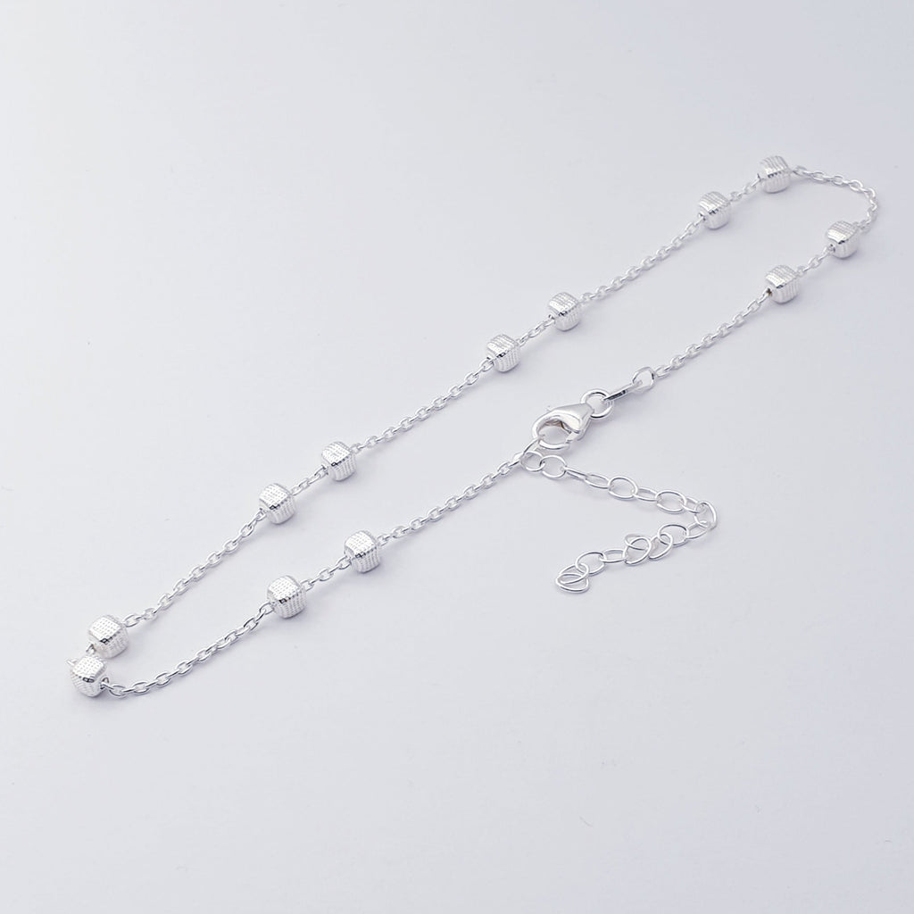 Sterling Silver Cube Anklet