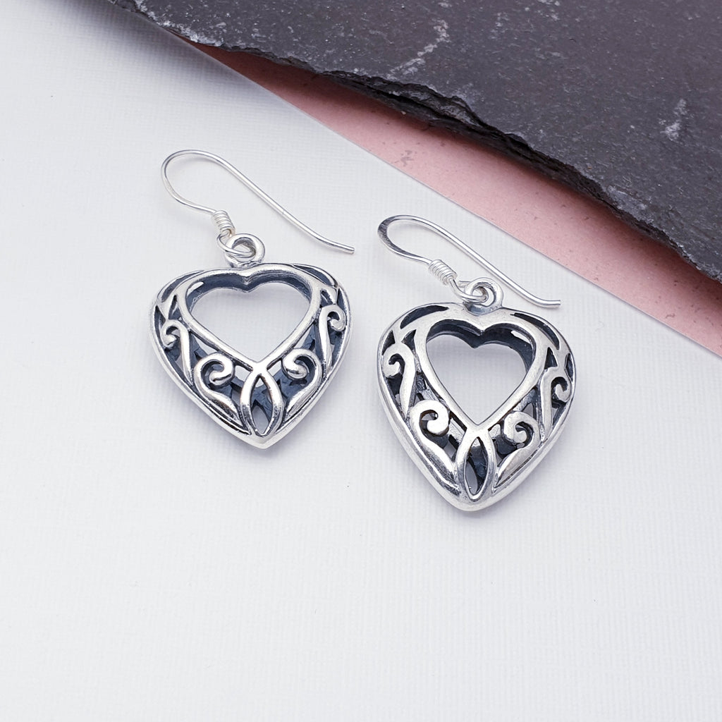 Sterling Silver Oxi Heart Earrings