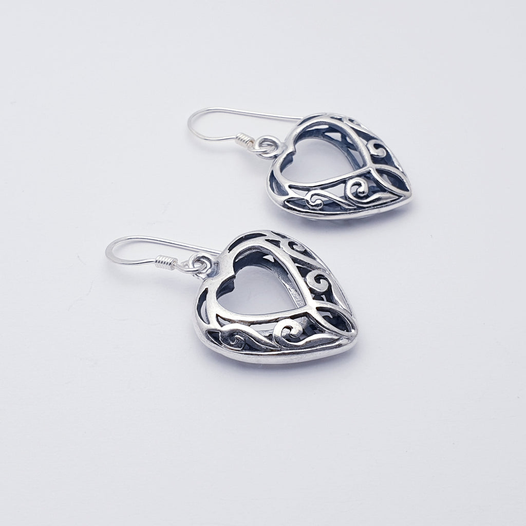 Sterling Silver Oxi Heart Earrings