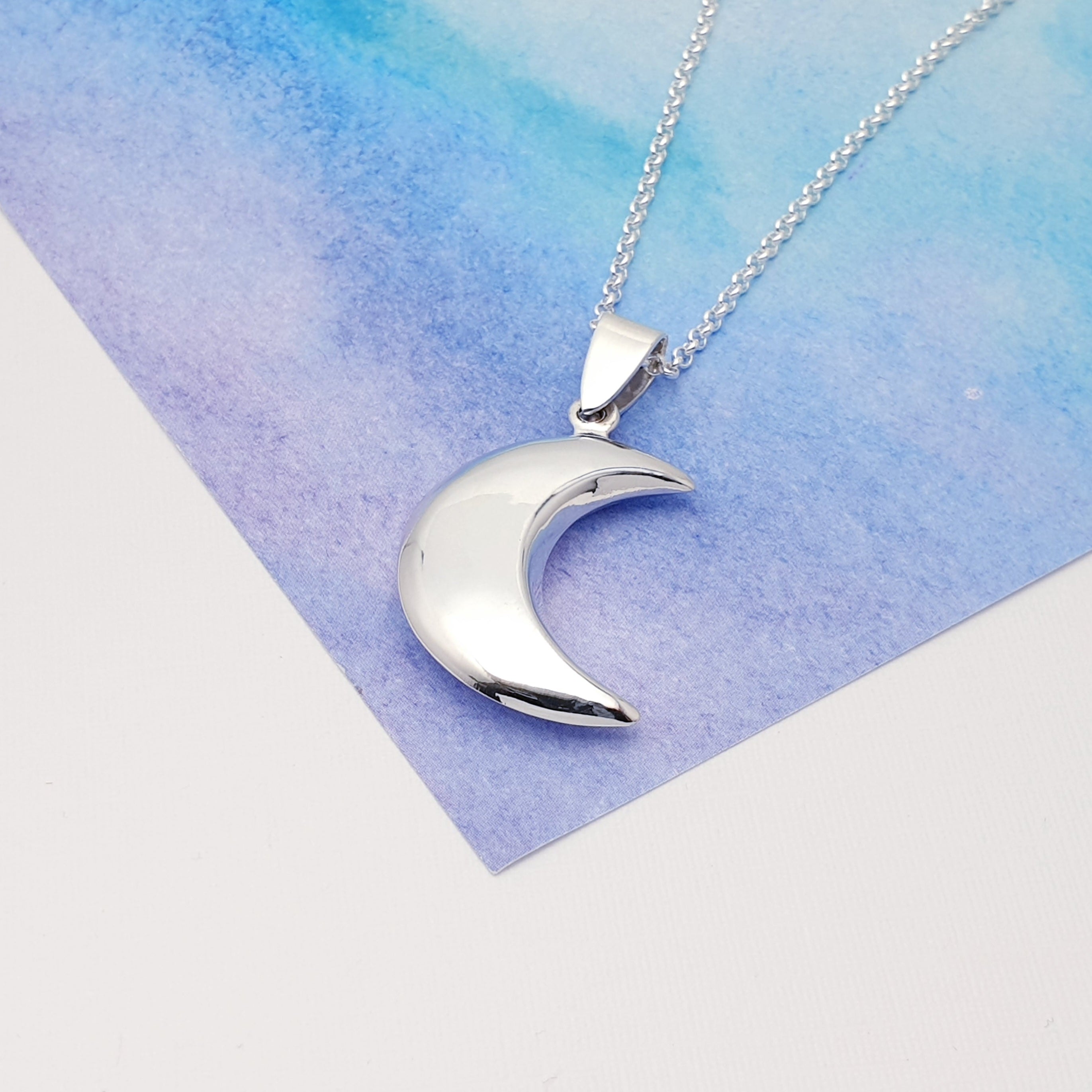 Sterling Silver Upside Moon Necklace Upside Down Moon Necklace