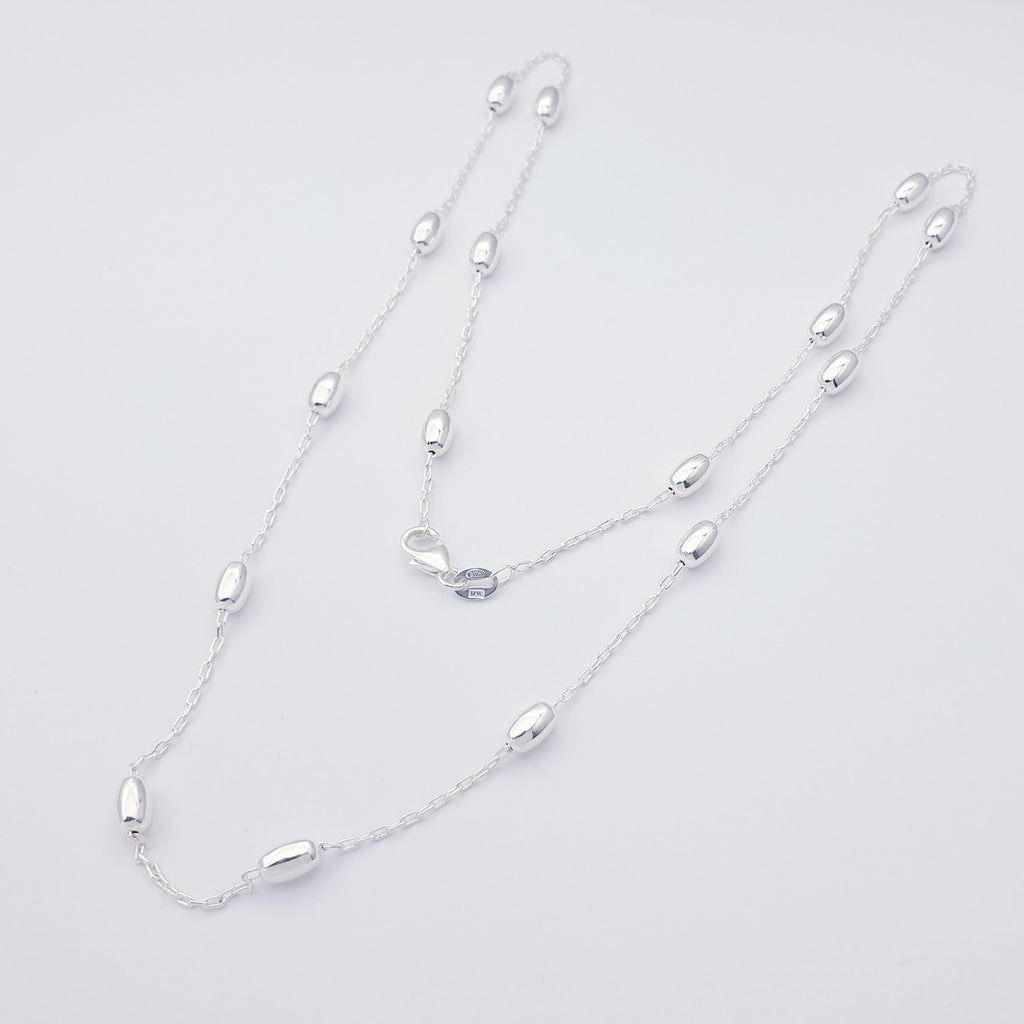 Sterling Silver Oval Bead Necklace