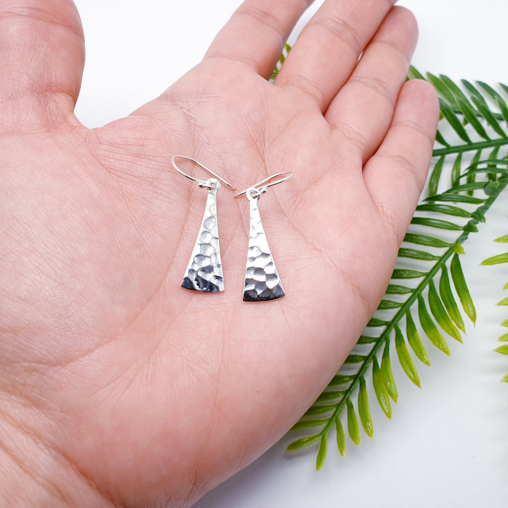 Sterling Silver Hammered Triangle Earrings