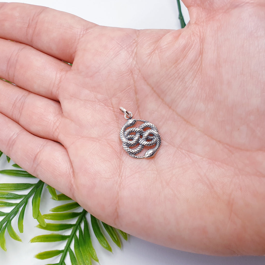 Sterling Silver Intertwined Snakes Charm
