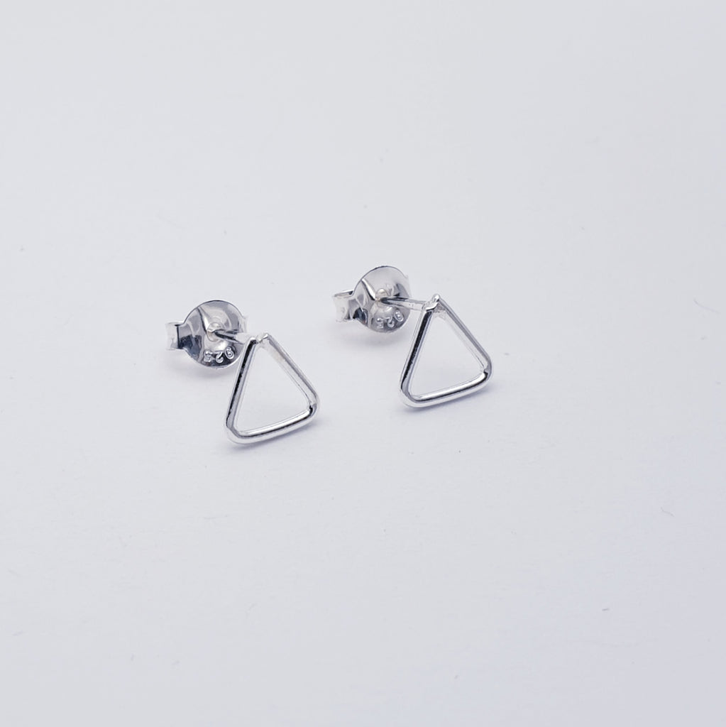 Sterling Silver Small or Medium Open Triangle Studs