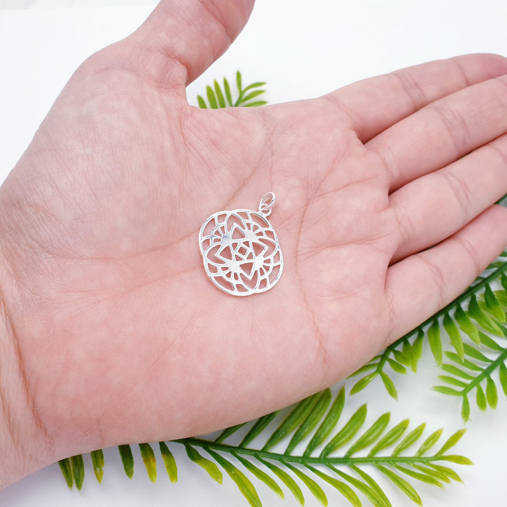 Sterling Silver Floral Mandala Pendant