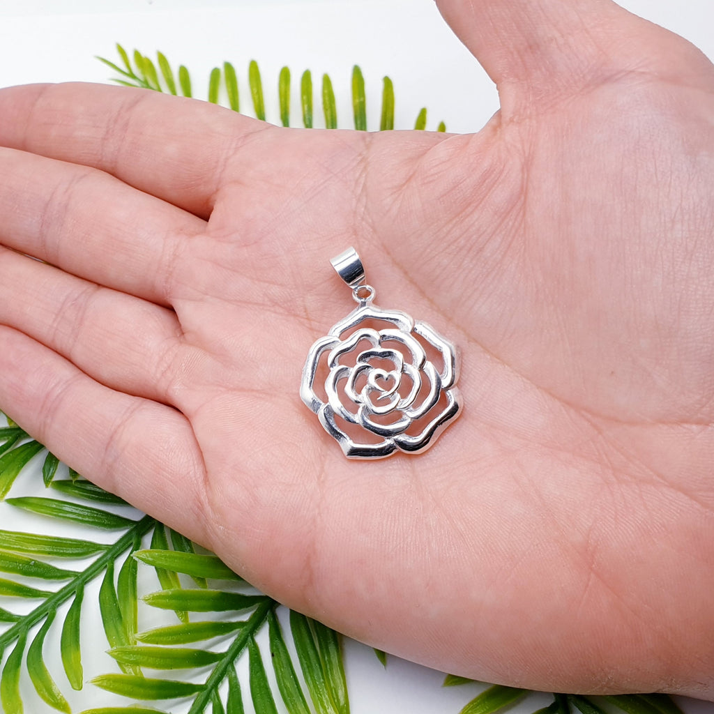 Sterling Silver Rose Pendant
