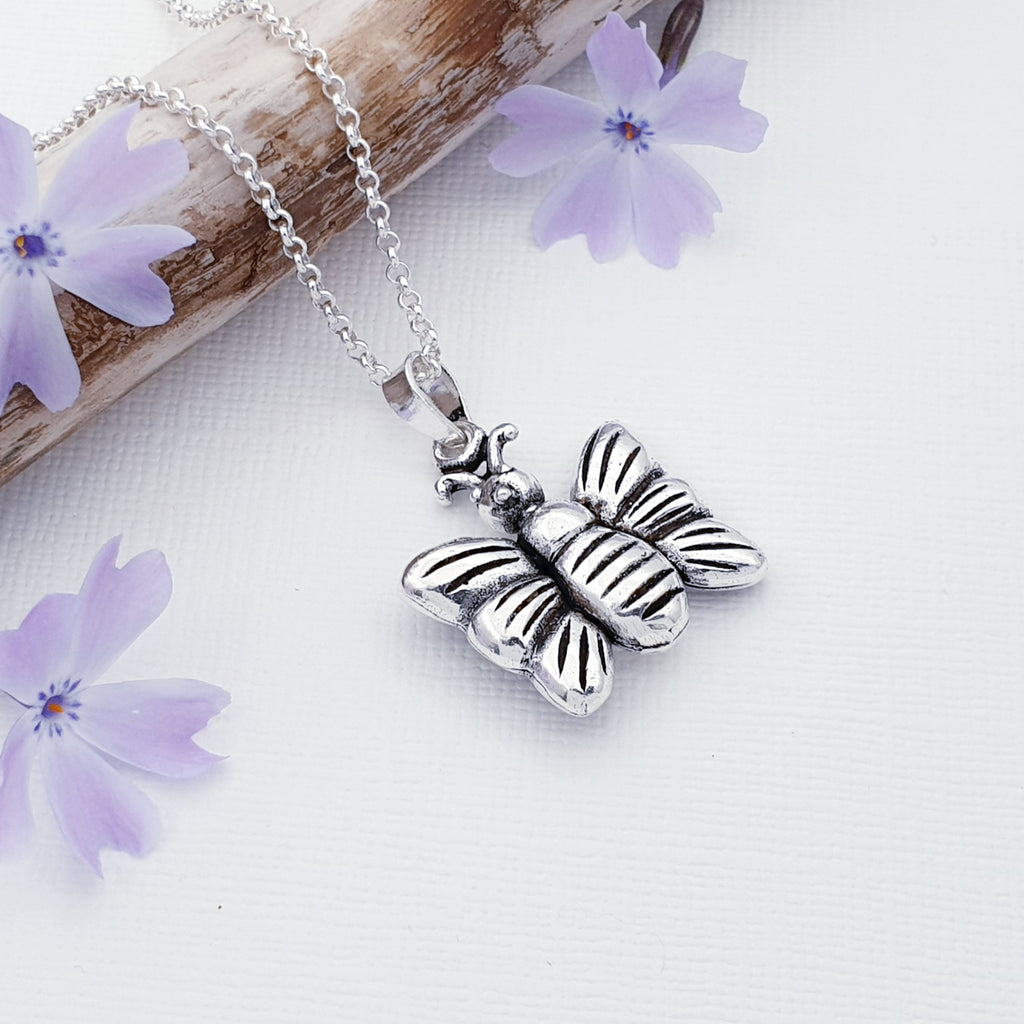 This pendant features a gorgeous detailed butterfly with an oxidised finish, giving it depth and presence. The ideal gift for anyone who loves a little fun in their jewellery.