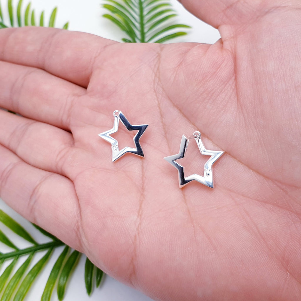 Sterling Silver Twisted Star Hoops