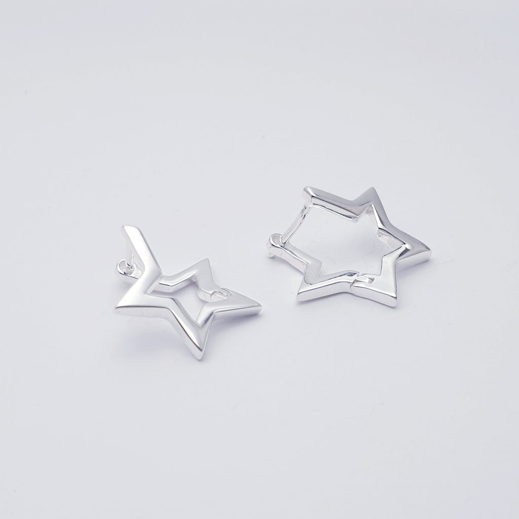 Sterling Silver Twisted Star Hoops