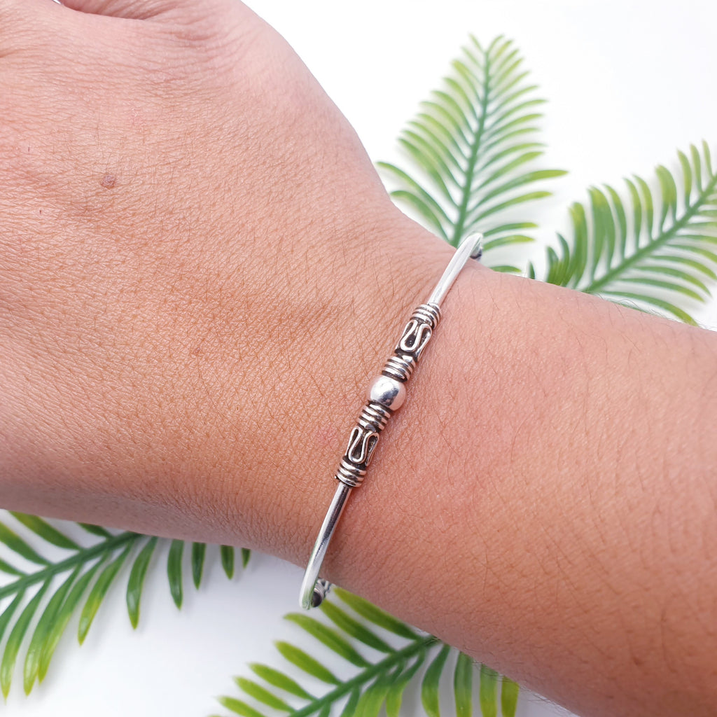 Sterling Silver Indo Ball Bangle