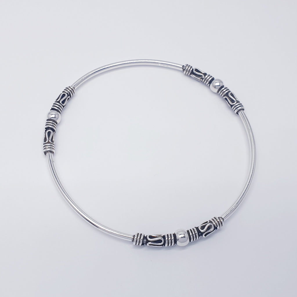 Sterling Silver Indo Ball Bangle