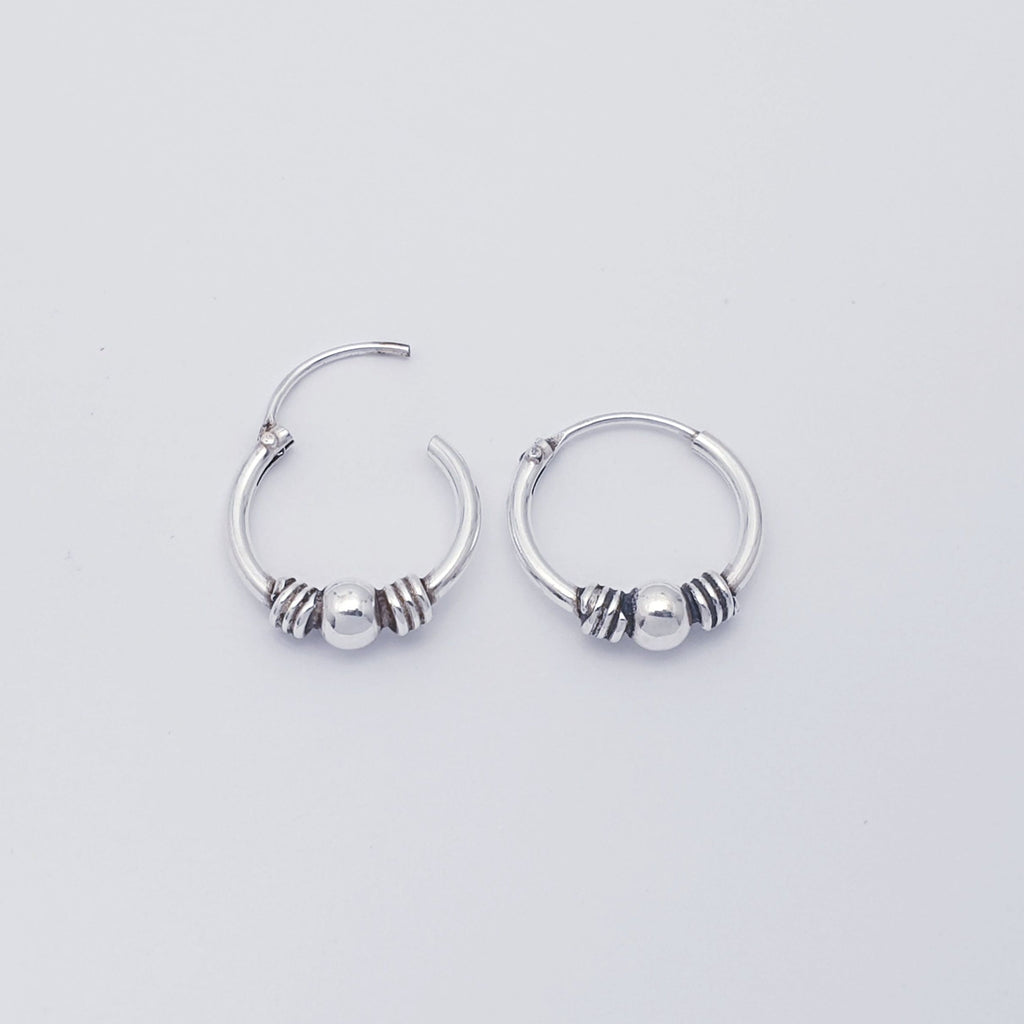 Sterling Silver Indo Ball 1.2 cm Hoops
