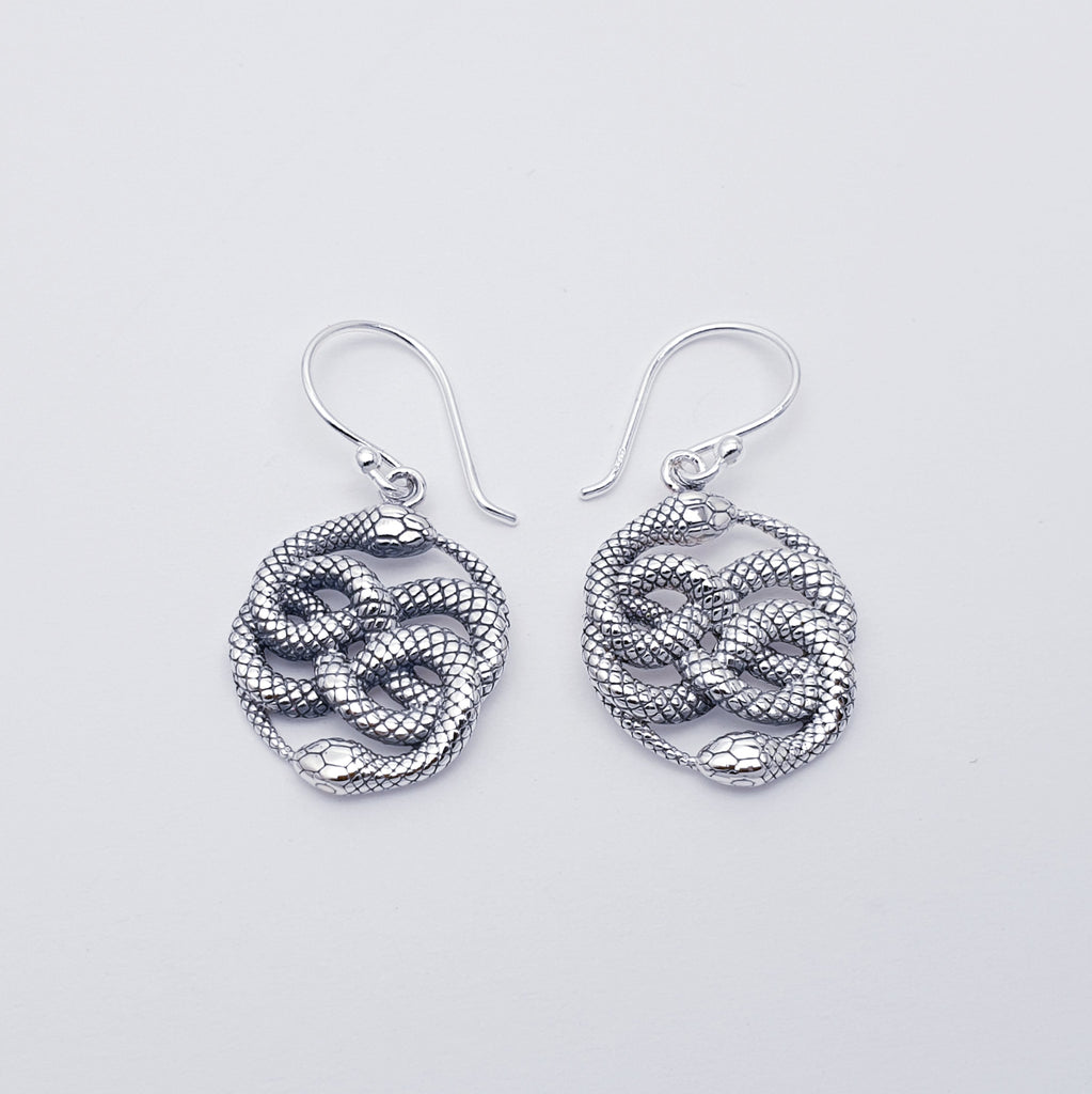 Sterling Silver Intertwined Snakes Earrings