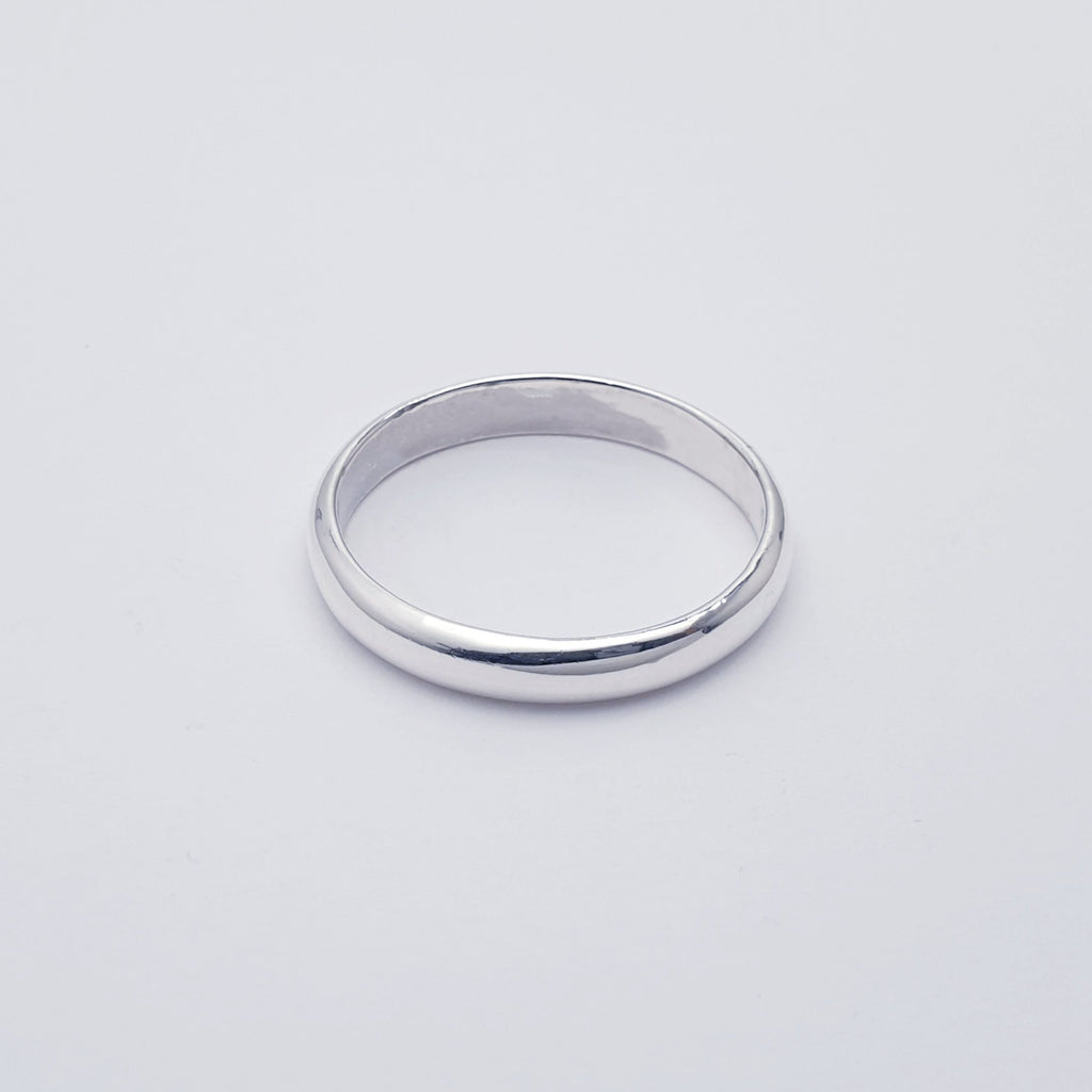 Sterling Silver Simple D Shape Band Ring