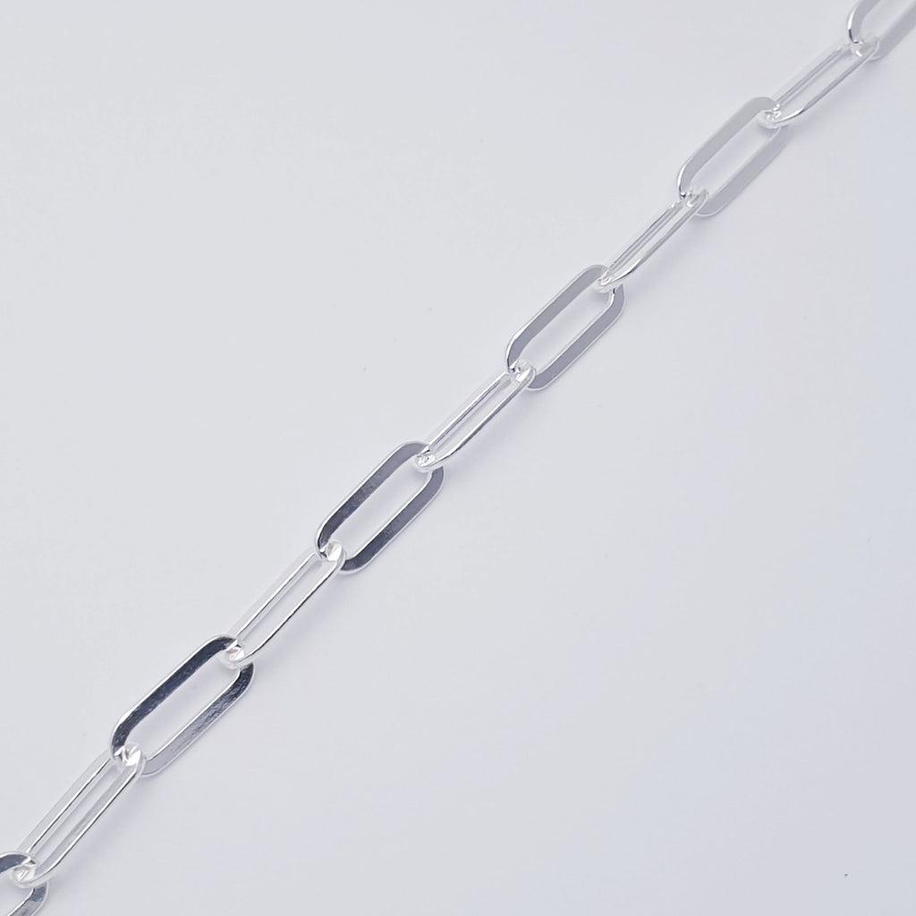 Sterling Silver Flat Paperclip Link Bracelet